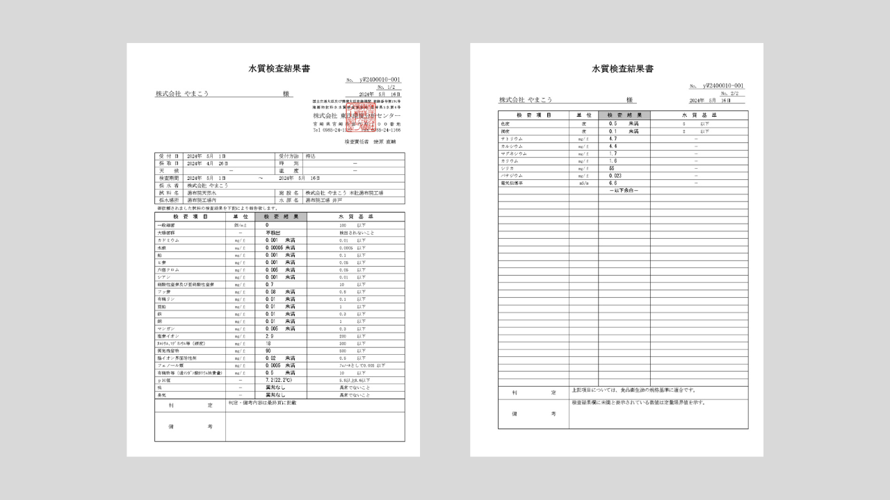 水質検査結果書